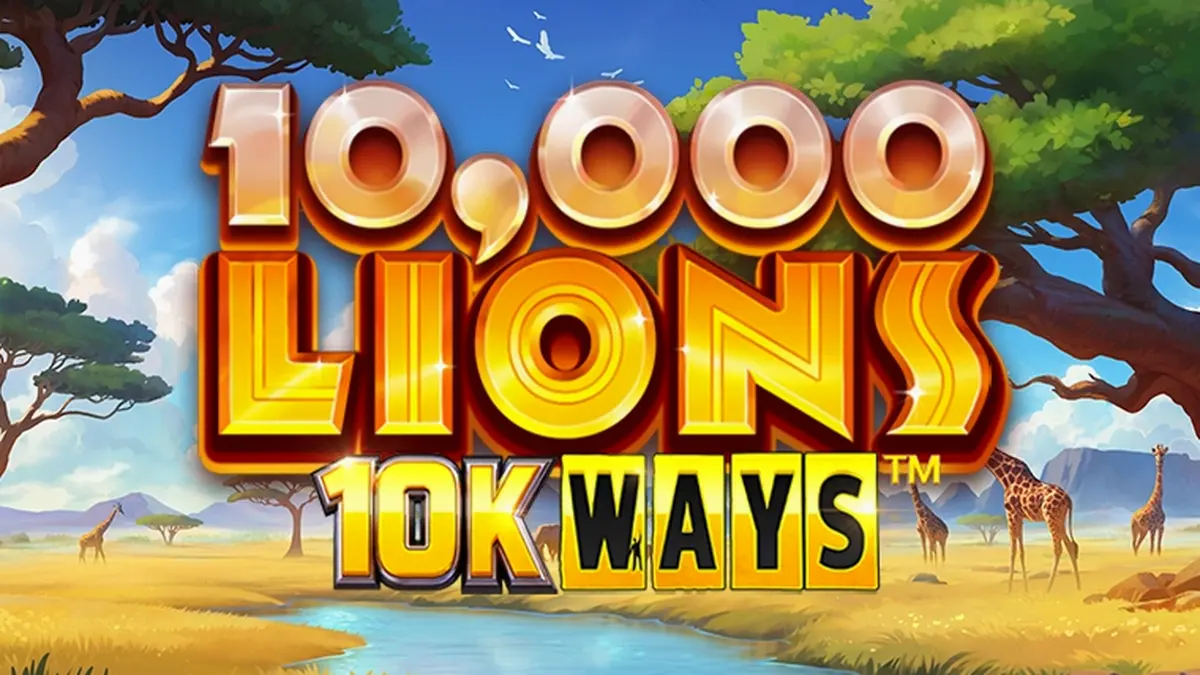 Tampilan visual slot 10,000 Lions 10K Ways dengan tema alam liar